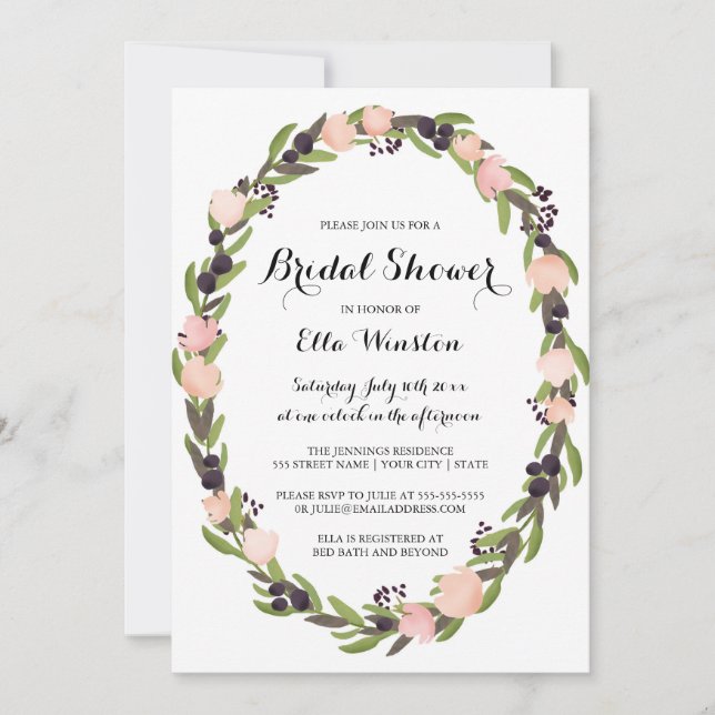 Invitation à la douche nuptiale de Garden Wreath (Devant)