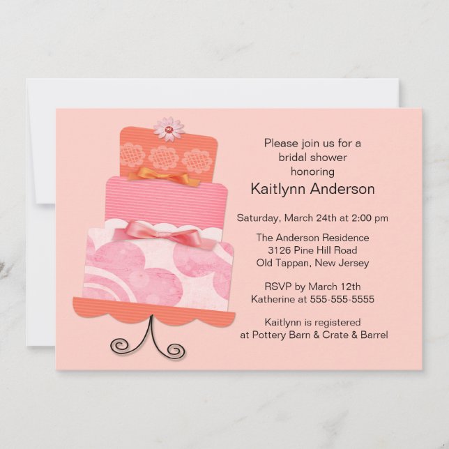 Invitation à la douche nuptiale de gâteau tendance (Devant)