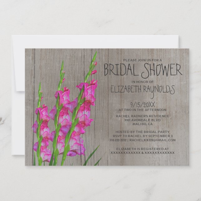 Invitation à la douche nuptiale de Gladiolus (Devant)