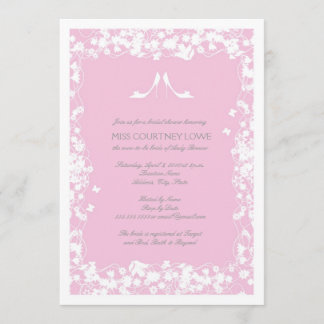 Invitation à la douche nuptiale de Heels en rose c
