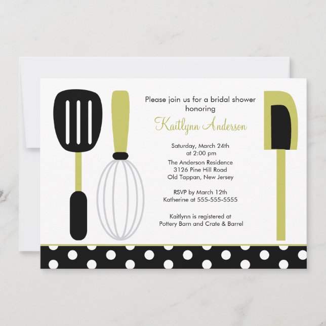 Invitation à la douche nuptiale de la cuisine rétr (Devant)