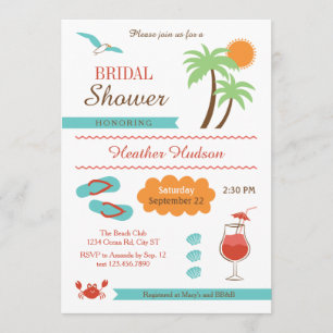 Invitation à la douche nuptiale de la plage d'été