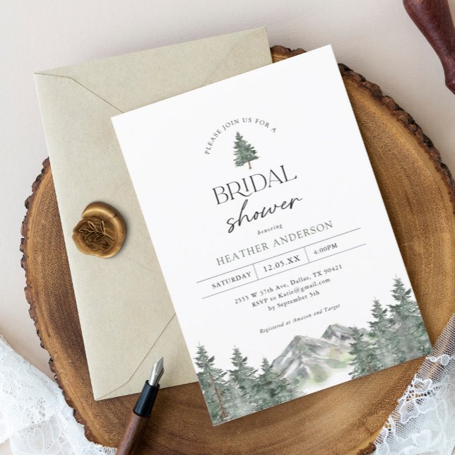 Invitation à la douche nuptiale de l'arbre de pin  (Créateur téléchargé)