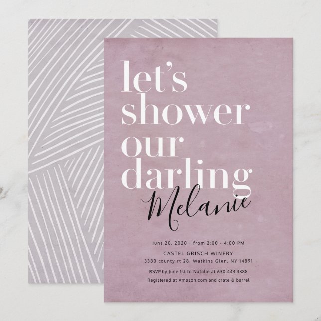 Invitation à la douche nuptiale de lavande de Dust (Devant / Derrière)