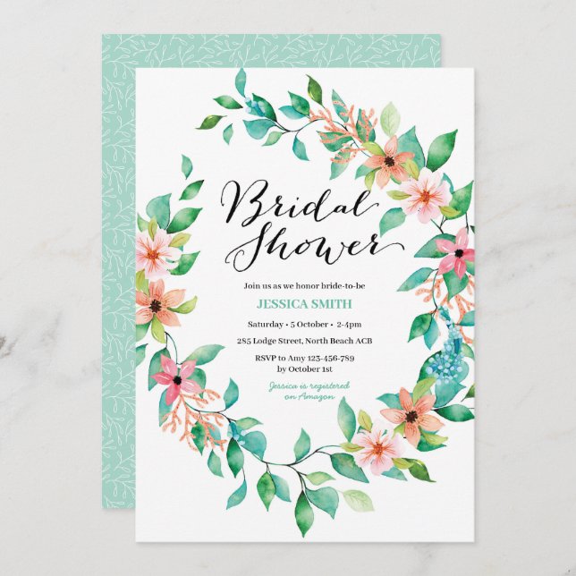 Invitation à la douche nuptiale de l'île tropicale (Devant / Derrière)