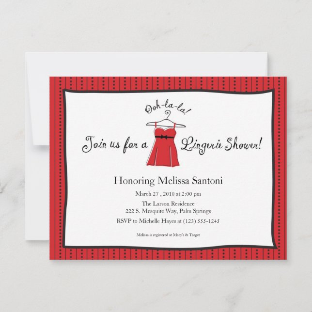 Invitation à la douche nuptiale de Lingerie (Devant)