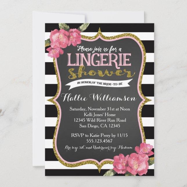 Invitation à la douche nuptiale de Lingerie (Devant)