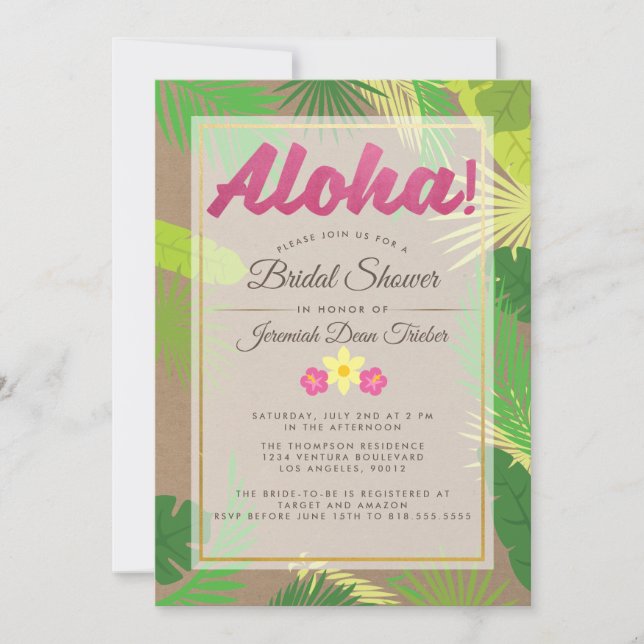 Invitation à la douche nuptiale de Luau (Devant)