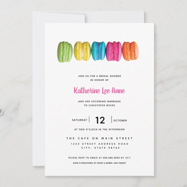 Invitation à la douche nuptiale de Macaron (Devant)