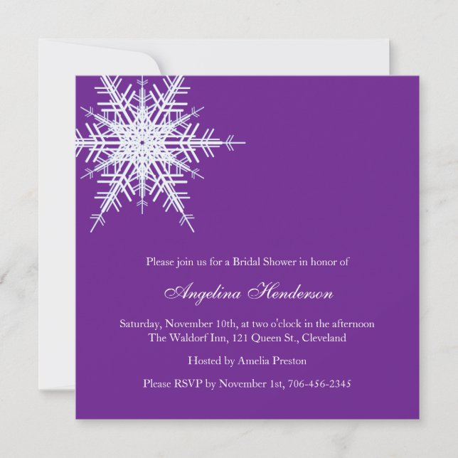 Invitation à la douche nuptiale de mariage d'hiver (Devant)