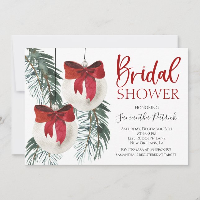 Invitation à la douche nuptiale de Noël (Devant)