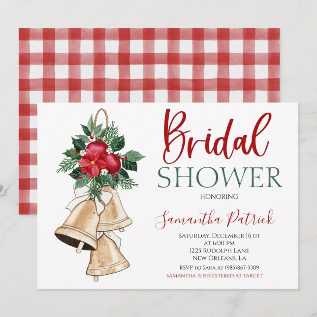 Invitation à la douche nuptiale de Noël (Devant / Derrière)