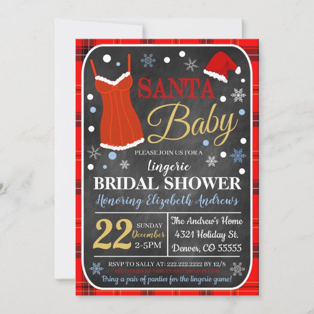 Invitation à la douche nuptiale de Noël (Devant)