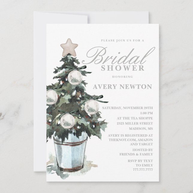 Invitation à la douche nuptiale de Noël (Devant)