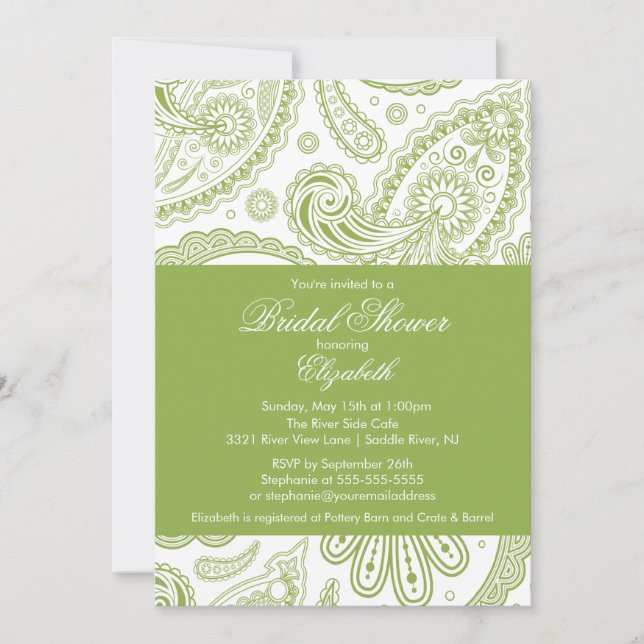 Invitation à la douche nuptiale de Paisley Chartre (Devant)