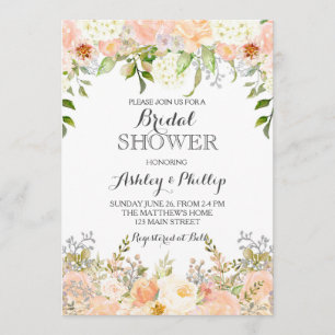 invitation à la douche nuptiale de peach hydrangea