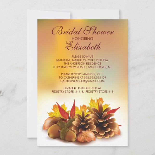 Invitation à la douche nuptiale de Pinecones à l'a (Devant)