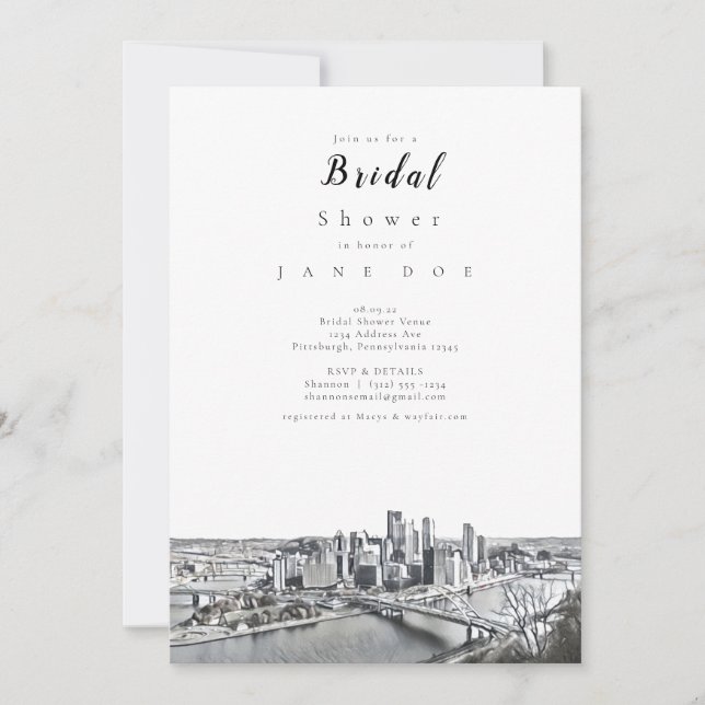 Invitation à la douche nuptiale de Pittsburgh (Devant)
