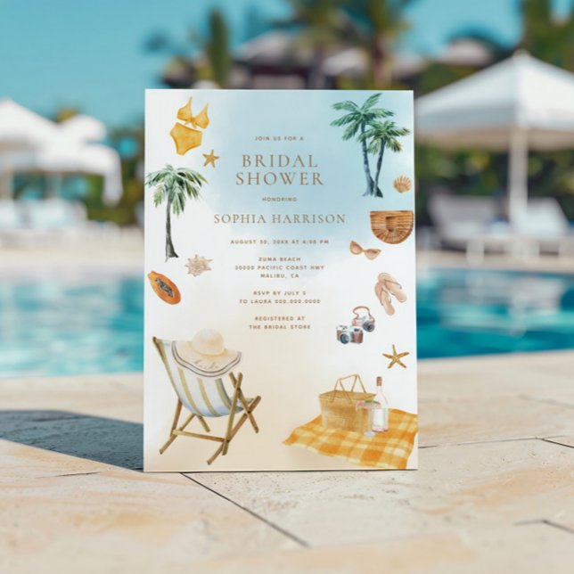 Invitation à la douche nuptiale de plage (Créateur téléchargé)