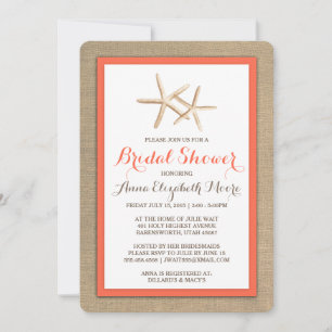 Invitation à la douche nuptiale de Starfish Burlap
