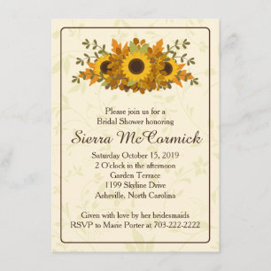 Invitation à la douche nuptiale de Sunflower d'aut
