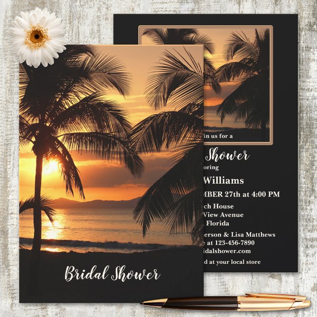 Invitation à la douche nuptiale de Sunset Beach Tr (Créateur téléchargé)