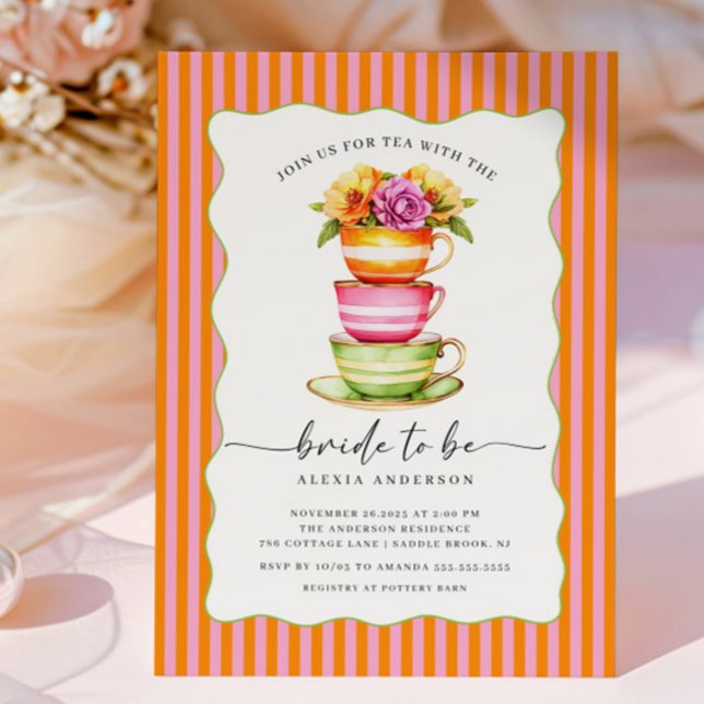 Invitation à la douche nuptiale de thé moderne (Créateur téléchargé)