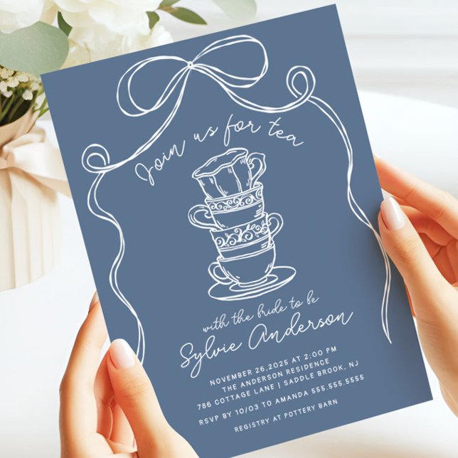 Invitation à la douche nuptiale de thé tiré à la m (Créateur téléchargé)