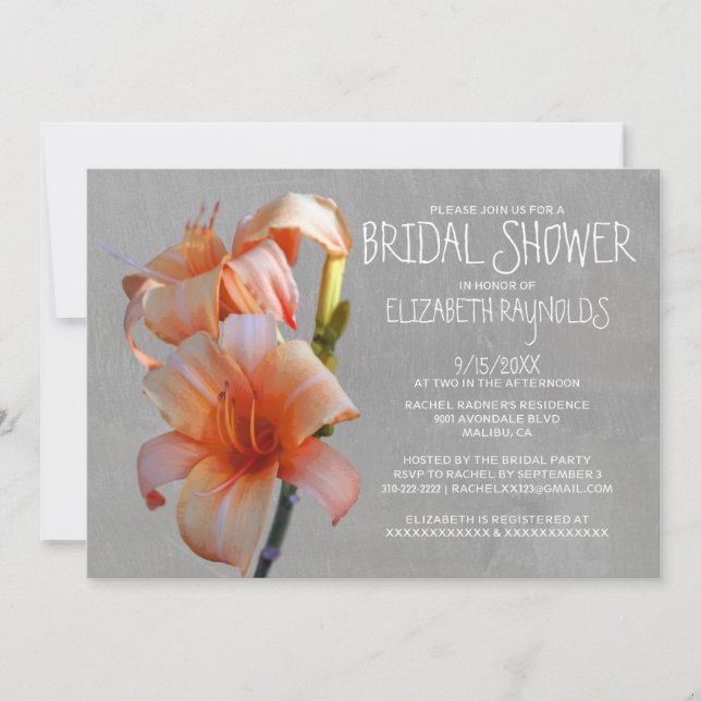 Invitation à la douche nuptiale de Tiger Lilies (Devant)