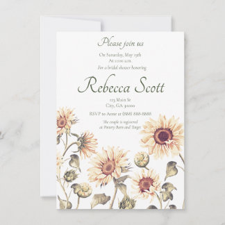 Invitation à la douche nuptiale de tournesol