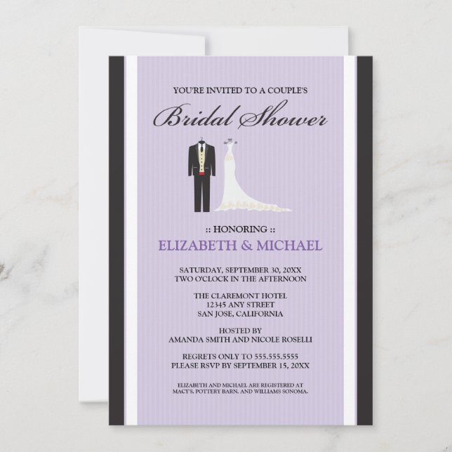 Invitation à la douche nuptiale de Tux & Gown Coup (Devant)