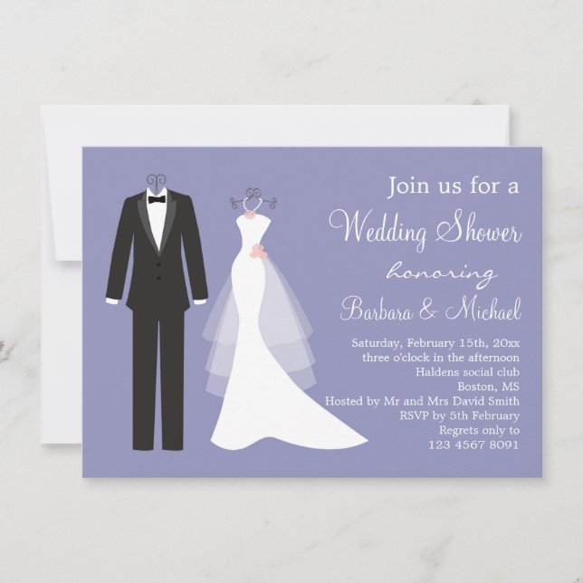 Invitation à la douche nuptiale de Tuxedo et Gown  (Devant)