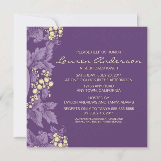 Invitation à la douche nuptiale des Feuilles de ra (Devant)