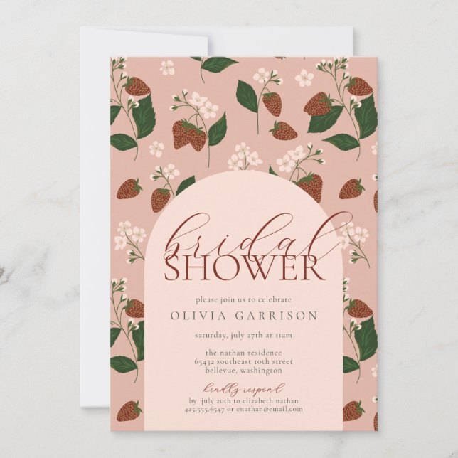 Invitation à la douche nuptiale des fraises d'été (Devant)