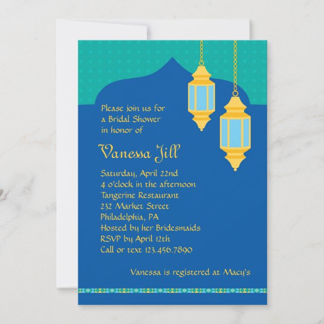 Invitation à la douche nuptiale des Lanternes maro (Devant)