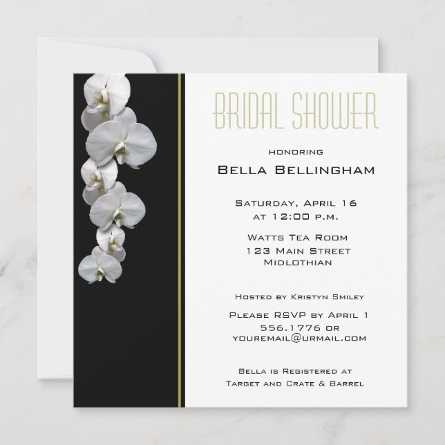 Invitation à la douche nuptiale des Orchidées blan (Devant)