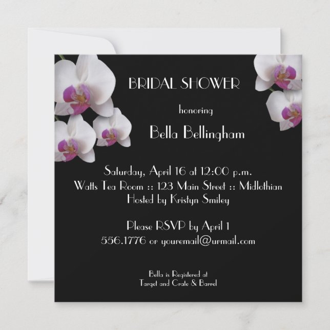 Invitation à la douche nuptiale des orchidées rose (Devant)