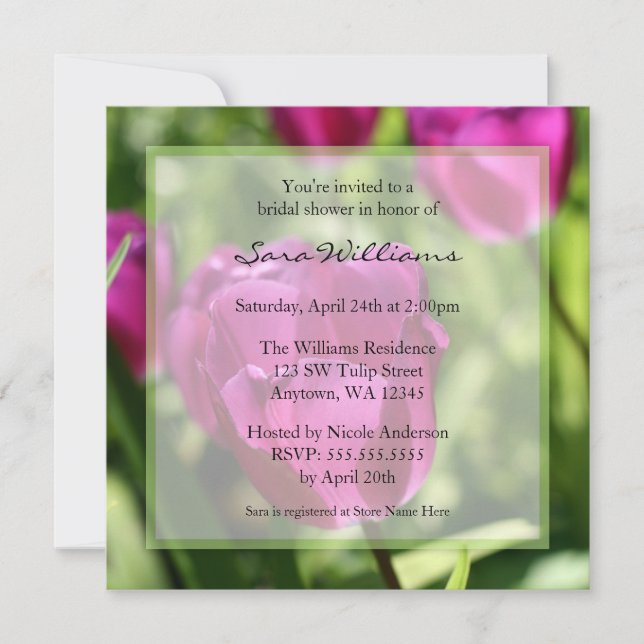 Invitation à la douche nuptiale des tulipes violet (Devant)