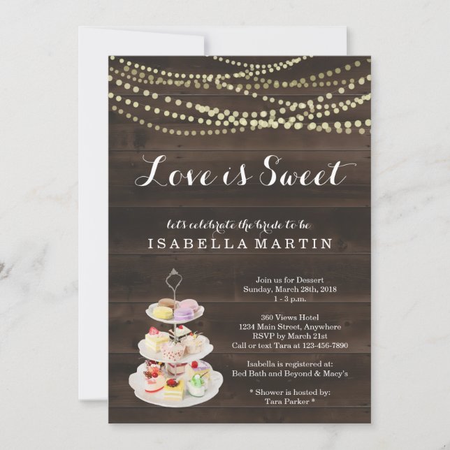 Invitation à la douche nuptiale Dessert - L'amour  (Devant)