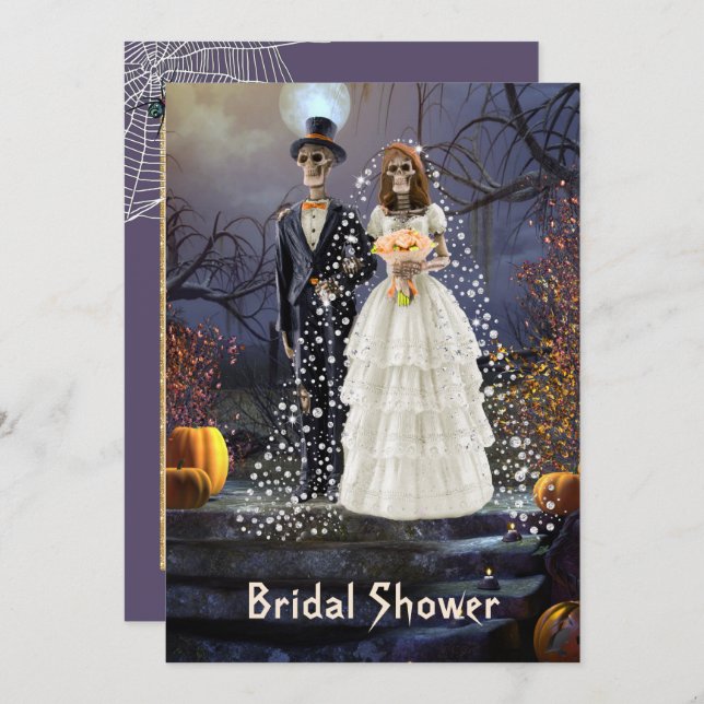 Invitation à la douche nuptiale d'Halloween avec d (Devant / Derrière)