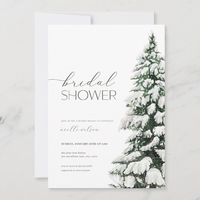 Invitation à la douche nuptiale d'hiver Pins de ne (Devant)