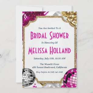 invitation à la douche nuptiale disco