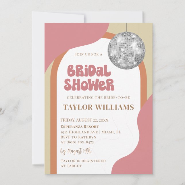 Invitation à la douche nuptiale Disco super (Devant)
