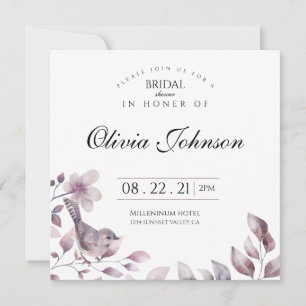 Invitation à la douche nuptiale d'oiseaux floraux