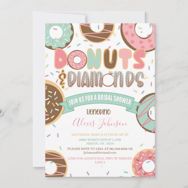 Invitation à la douche nuptiale Donuts & Diamonds (Devant)