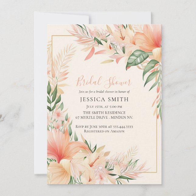 Invitation à la douche nuptiale du Boho floral (Devant)