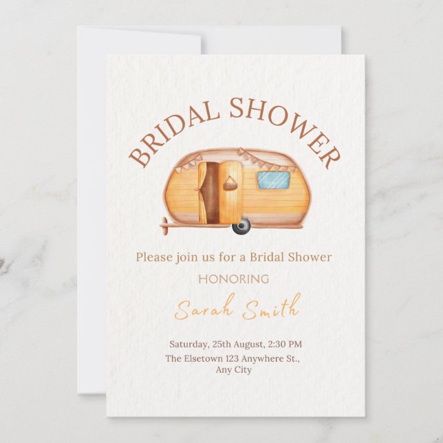 Invitation à la douche nuptiale du Camper Boho vin (Devant)
