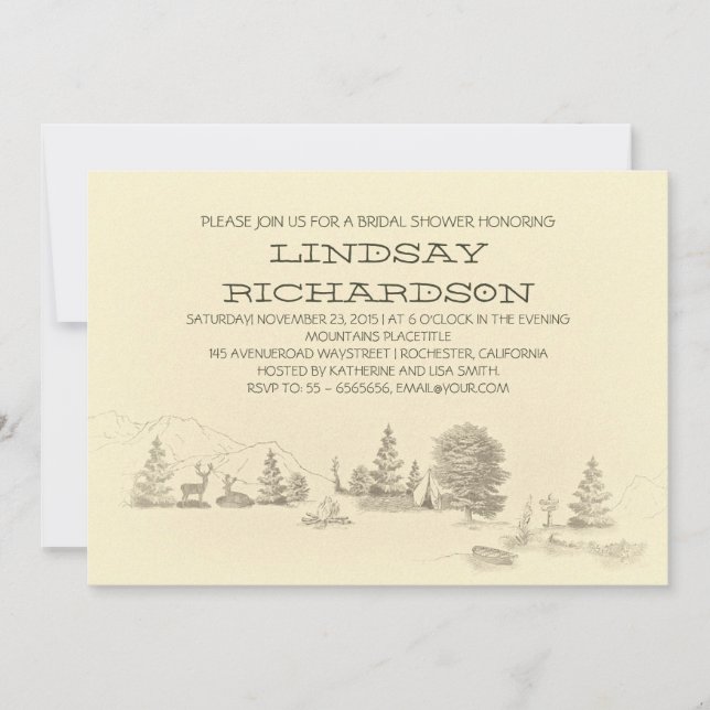 Invitation à la douche nuptiale du camping (Devant)