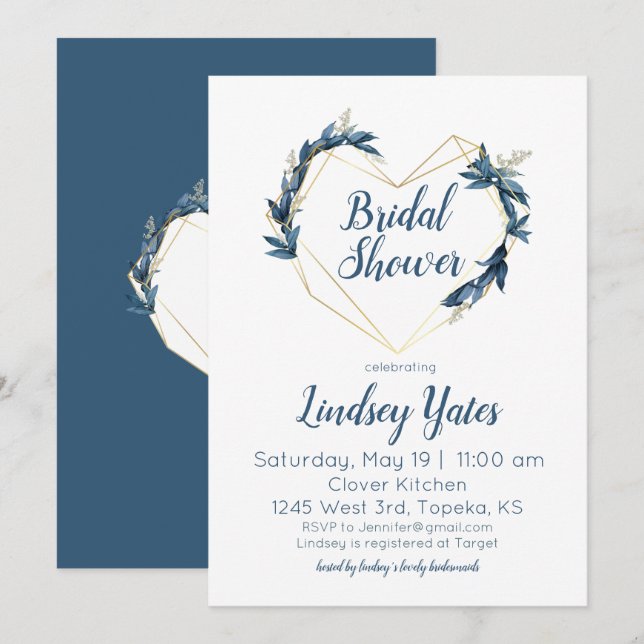 Invitation à la douche nuptiale du coeur géométriq (Devant / Derrière)