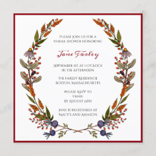 Invitation à la douche nuptiale du feuillage d'aut